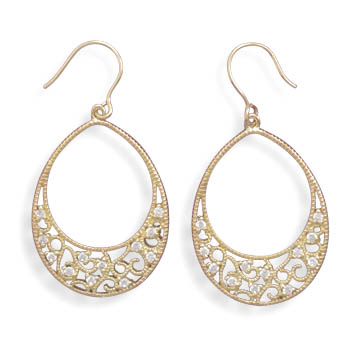 Gold Plated Sterling Silver Oval Filigree Earrings