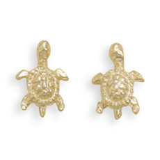 Gold Plated Turtle Stud Earrings