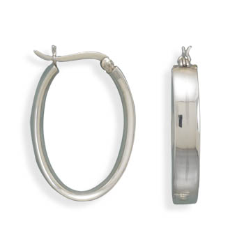 Flat 5.5mm Oval Hoop Earrings