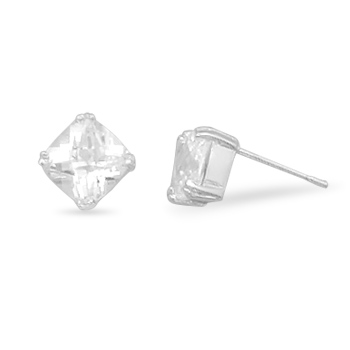 Diamond Shape CZ Stud Earrings