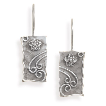Oxidized Rectangle French Wire Earrings