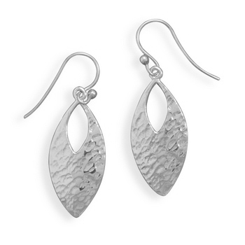 Hammered Marquise French Wire Earrings