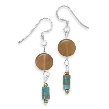 Horn and Turquoise French Wire Earrings