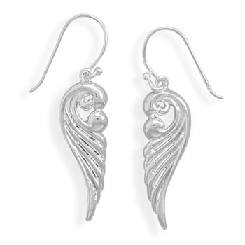 Polished Ornate Angel Wing Earrings