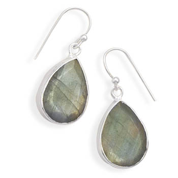 Faceted Labradorite French Wire Earrings