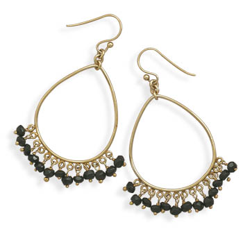 14 Karat Gold Plated Earrings with Black Onyx