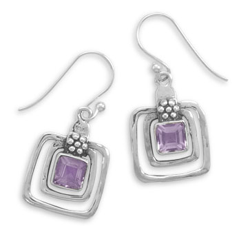 Cut Out Square Amethyst Earrings