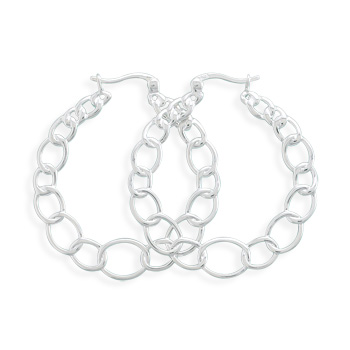 Oval Link Design Hoop Earrings