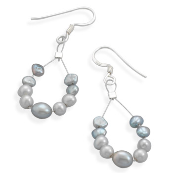 Silver and Grey Cultured Freshwater Pearl Earrings