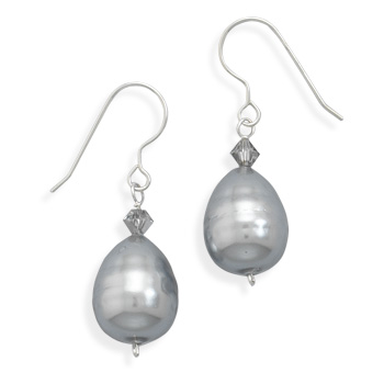 Crystal and Shell Base Pearl Earrings