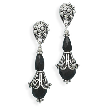 Ornate Black Onyx Post Earrings