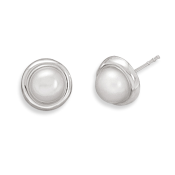 Cultured Freshwater Button Pearl Stud Earrings