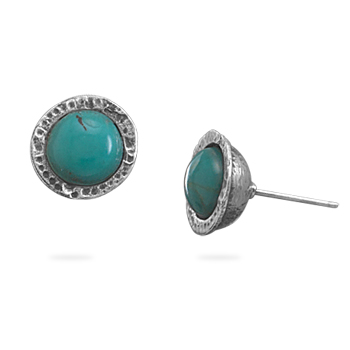 Oxidized Turquoise Stud Earrings