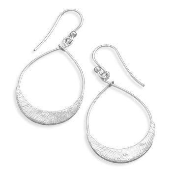 Textured Pear Shape Drop French Wire Earrings