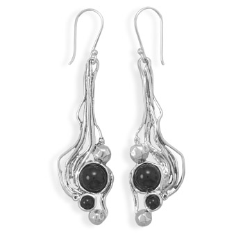 Oxidized Abstract Black Onyx Earrings