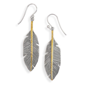 Two Tone Feather Earrings