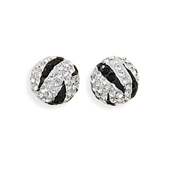 Black and White Crystal Ball Earrings