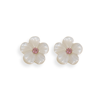 Shell and Crystal Flower Earrings