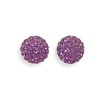 Purple Crystal Ball Earrings