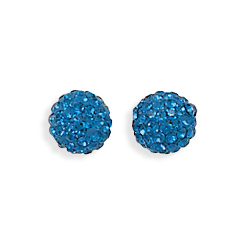 Dark Blue Crystal Ball Earrings