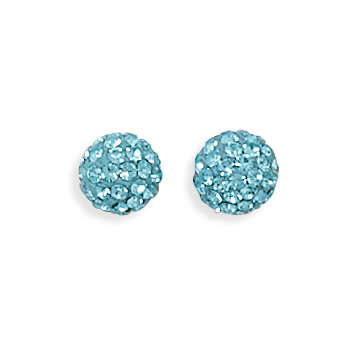 Light Blue Crystal Ball Earrings