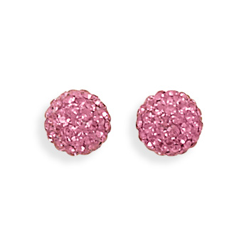 Pink Crystal Ball Earrings
