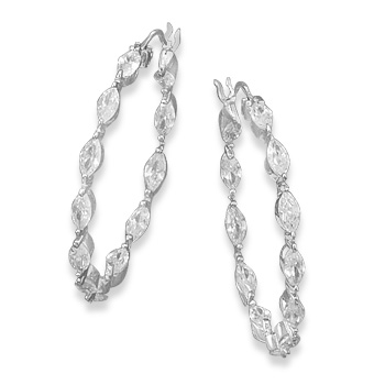 Rhodium Plated In/Out CZ Hoops