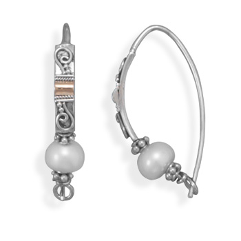 Two Tone Cultured Freshwater Pearl Earrings
