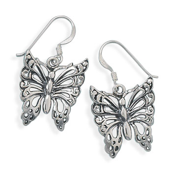 Oxidized Butterfly Earrings