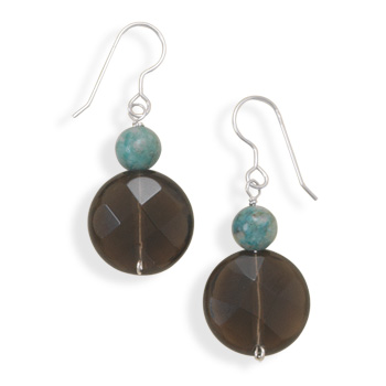 Turquoise and Smoky Quartz Earrings