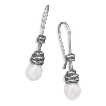 Oxidized Cultured Freshwater Pearl Earrings