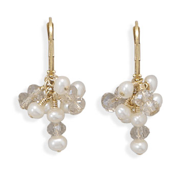 14/20 Gold Filled Cultured Freshwater Pearl and CZ Earrings