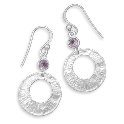 Textured Earrings with Amethyst