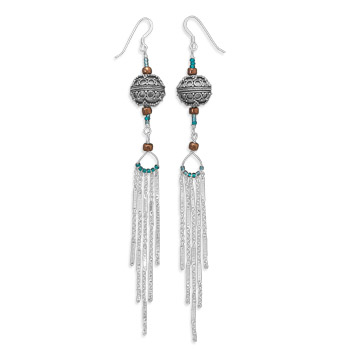 5" Chain Drop Earrings with Bali and Glass Beads