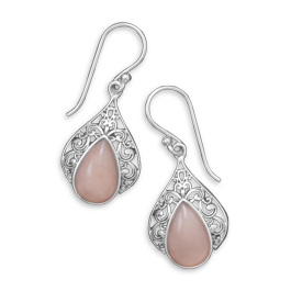 Ornate Pink Opal Earrings