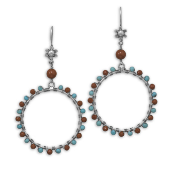Jasper and Turquoise Wire Earrings