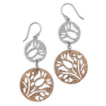 Silver and Copper Disc Earrings