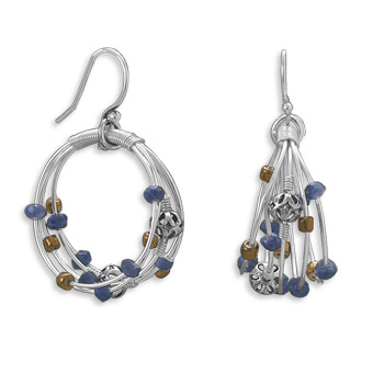 Sodalite and Glass Earrings