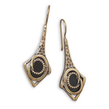 Bronze and Black Onyx Earrings