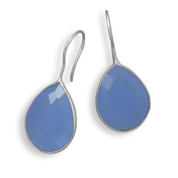 Faceted Blue Chalcedony Earrings
