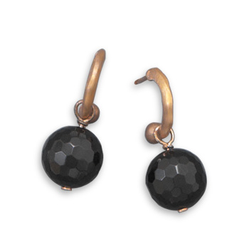 14 Karat Rose Gold Plated Black Onyx Earrings
