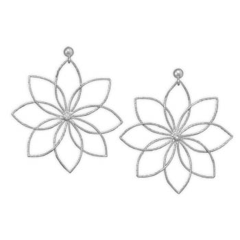 Rhodium Plated Flower Earrings