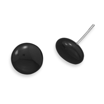 Black Onyx Button Earrings