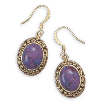 Bronze and Dyed Purple Turquoise Earrings