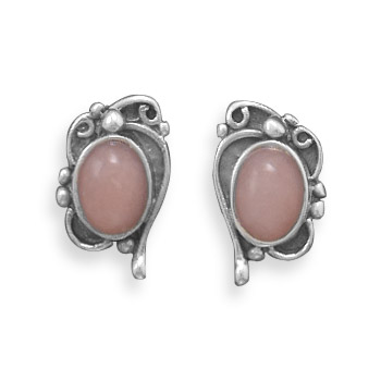 Oxidized Pink Opal Earrings