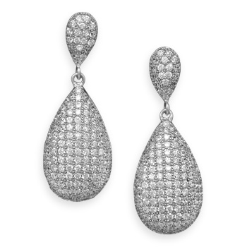 Rhodium Plated Micro Pave CZ Earrings