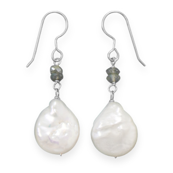 Baroque Pearl and Labradorite Drop Earrings