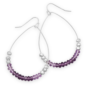 Pear Shape Purple Glass Bead Earrings