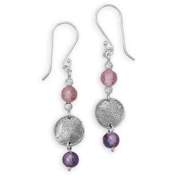 Earrings with Glass Bead and Disc Drops