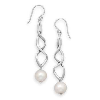 Matte Spiral Cultured Freshwater Pearl Earrings